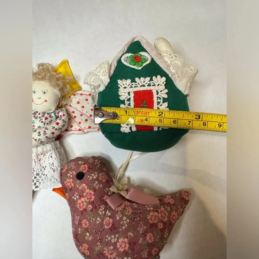 Vintage Hand-made CHRISTMAS Soft Sculpture Ornaments Lot‎ of 3